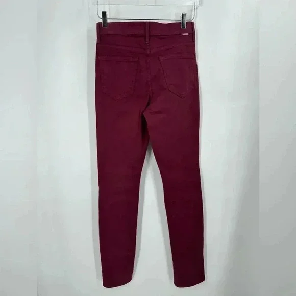 Mother The Rascal Sliced Up Heel Jeans In Burgundy Size 23 B1084